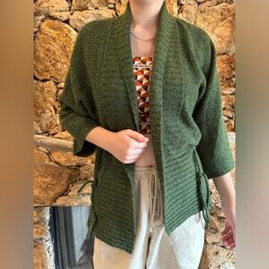 Large green wrap sweater / cardigan.